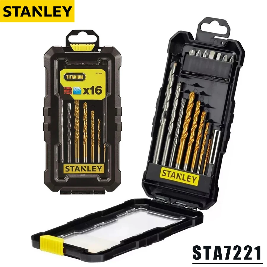 STANLEY STA7221 16 Pcs Drill Bit Set Multi -function Screwdriver Bit and Twist Drill Extension rod Power Tool Accessories