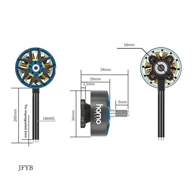 

JY-HAMO HOBBY 2807 1300KV Бесщеточный двигатель Высокоэффективный двигатель дрона Forfpv RC Racing Drone