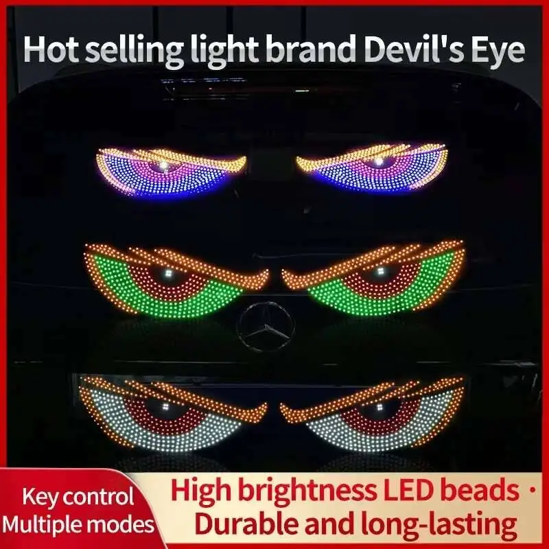 2PCS 24V 12V USB Eye Dynamic Big Devil Eyes Light Cars Programmable Window Screen LED Display Multi-Mode For Truck