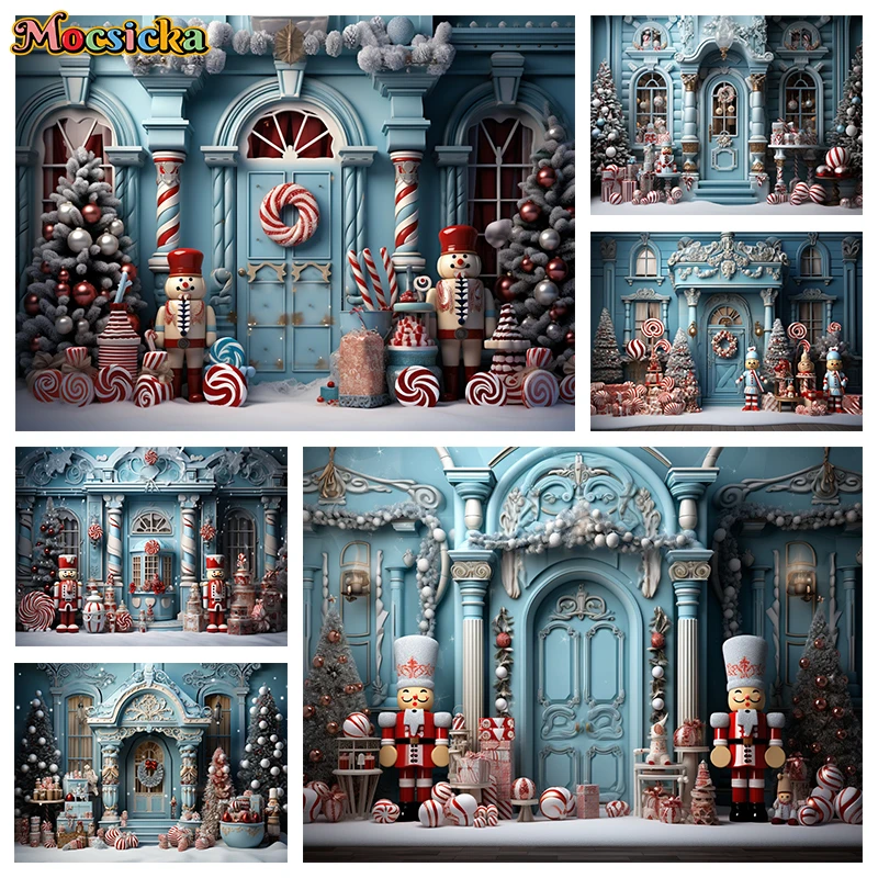 

Candy Store Christmas Backgrounds Photography Xmas Tree House Baby Shower Door Backdrops Decorations shooting props Photo Studio