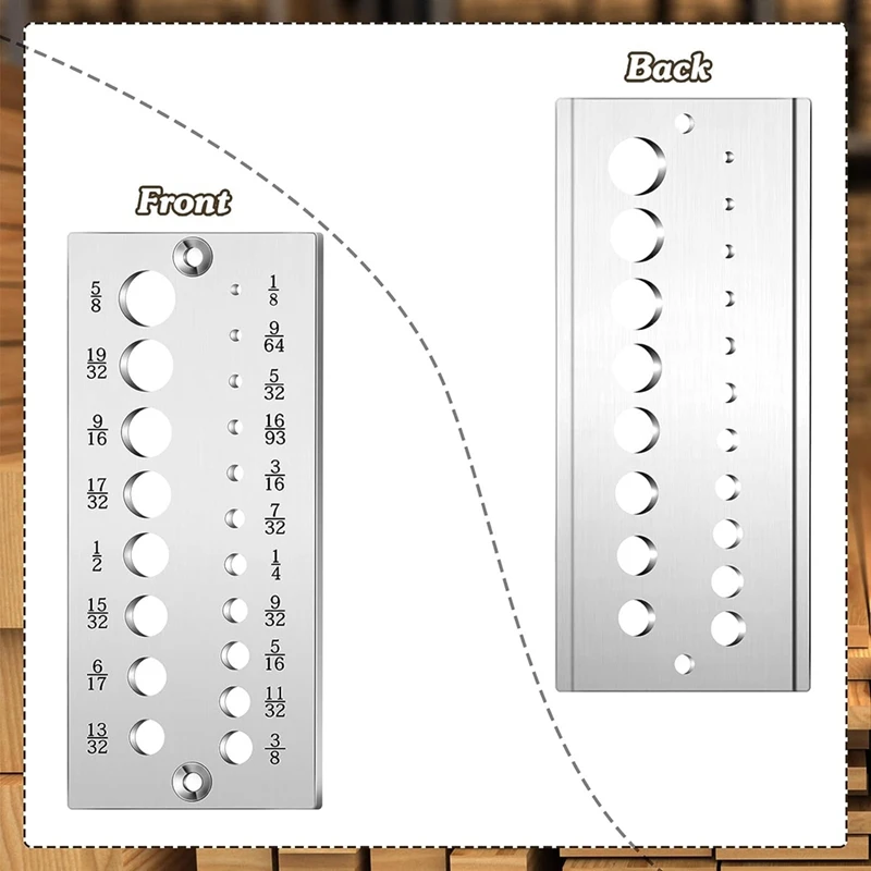 1 Piece Steel Dowel Plate Wood Dowel Rod Maker Dowel Plate Silver Metal With 19 Holes From 1/8 Inch To 5/8 Inch For Woodworking