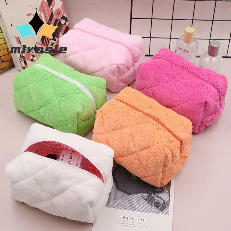 

MIROSIE Towel Fabric Cosmetic Stitched Large Capacity Travel Toiletry Bag Cosmetic and Skincare Storage Bag for Makeup Skincare