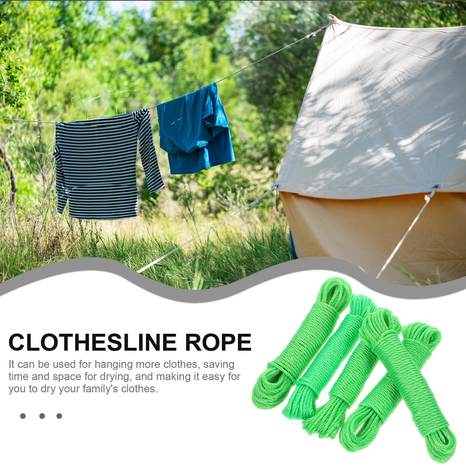

5pcs Thickened Nylon Clothesline Windproof Sturdy Outdoor Home Dry Clothes Lines Clothesline Rope Rope