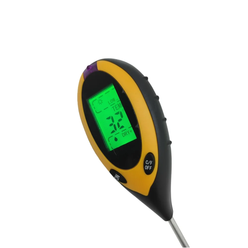 Soil PH Meter Digital 4 In 1 Soil Moisture Temperature Sunlight Tester For Plants Farming Gardens