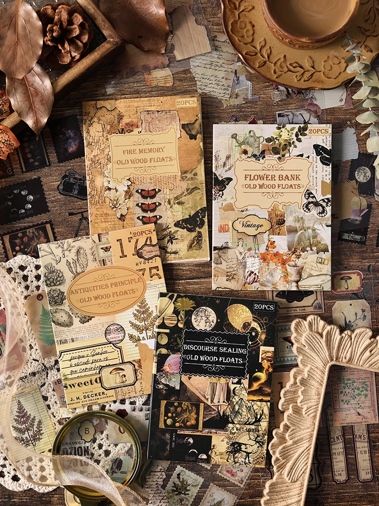 

20pcs Waterproof PET Retro Vintage British Style DIY Journal Collage Stickers