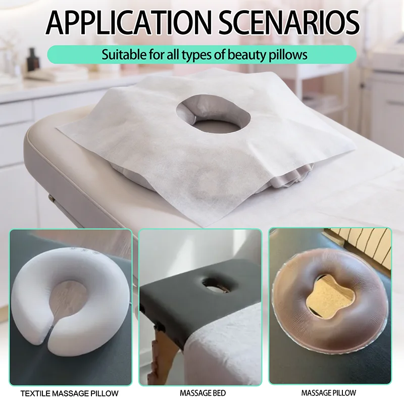 100pcs Disposable Beauty Salon Face Towel with Hole for Face Lying Pillow Massage Bed Hole Cross Lightweight Breathable Face