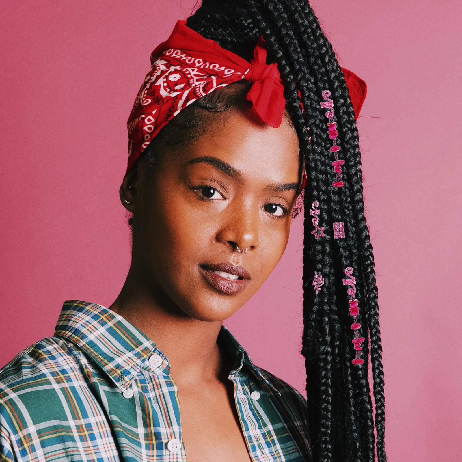 39pcs Jepit Untuk Kepang Batu Alam Aksesoris Spiral Logam Untuk Dreadlock Boho Festival Manik-Manik Rambut Wanita Pria Warna Cerah
