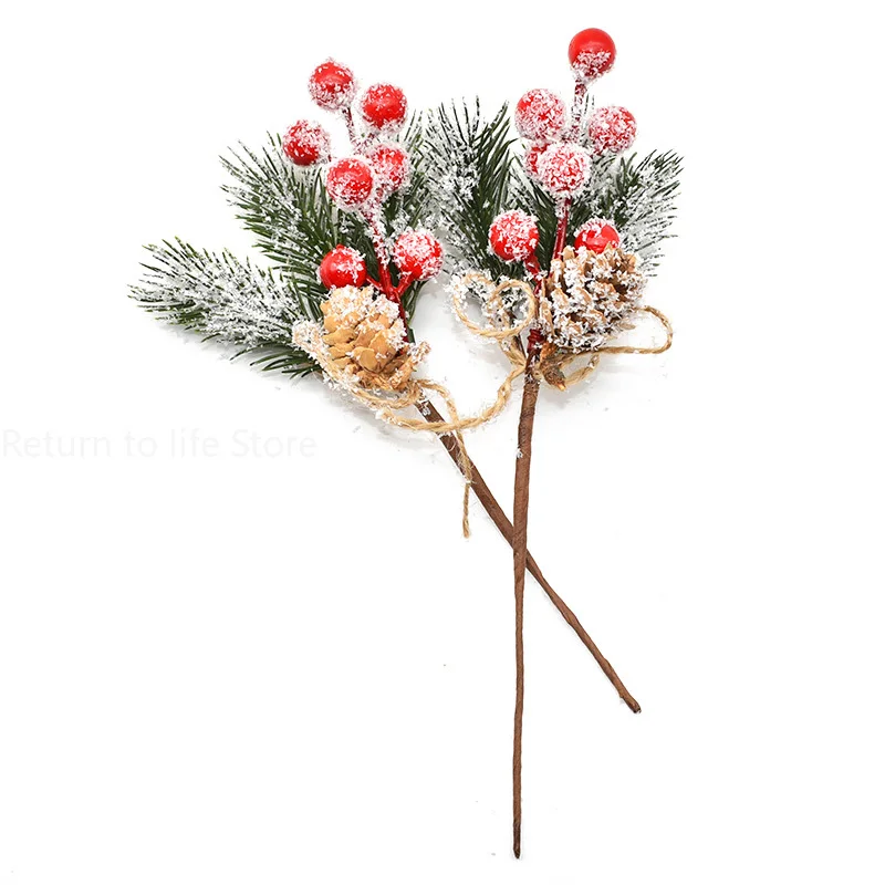 1PCS Christmas Berry Artificial Pine Cone Christmas Garland Decoration Fake Flower Pine Tree Branch DIY Home Party Wedding Decor