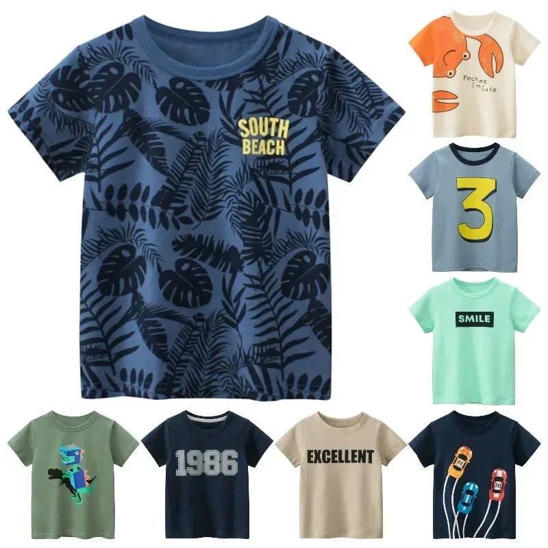 2025 Summer New Children's Clothing Leaf Letter Print Kids Clothes Boys Short Sleeve T-shirt Cotton Tops Tee Shirts Dropshipping image 6