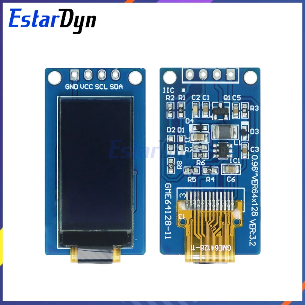 Display OLED de 0,96 polegadas 64x128 SSD1107 Módulo de tela vertical com branco para Arduino Raspberry Pi ESP32 DIY