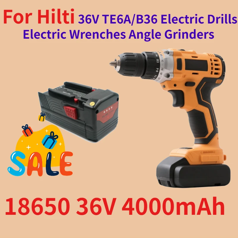18650 36V 4000mAh Rechargeable Battery for Hilti 36V TE6A/B36 Electric Drills Electric Wrenches Angle Grinders Lithium Battery