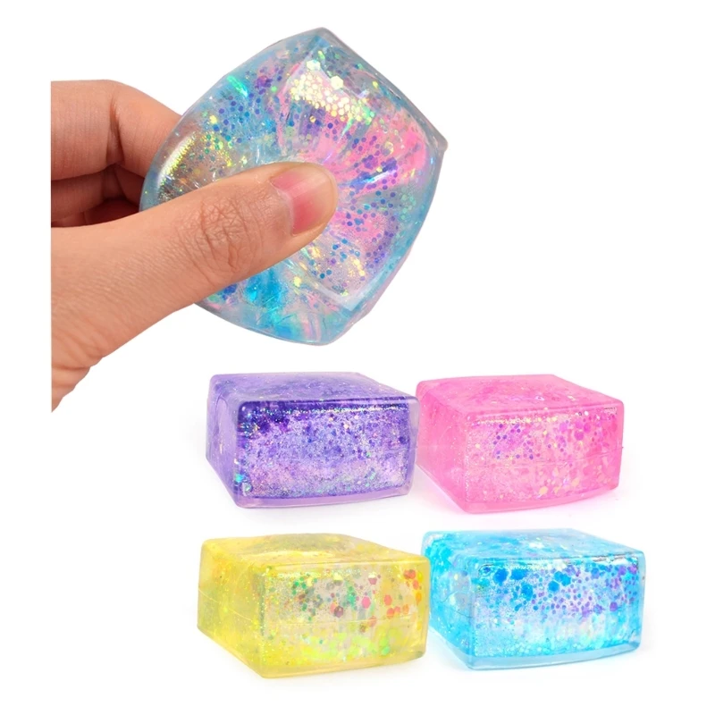 Squeeze Toy Ice Cube Mochi Clear Tofu Shape for Kids Anxiety Reduce Fairy Slow Rising Teens Party Supplies E65D