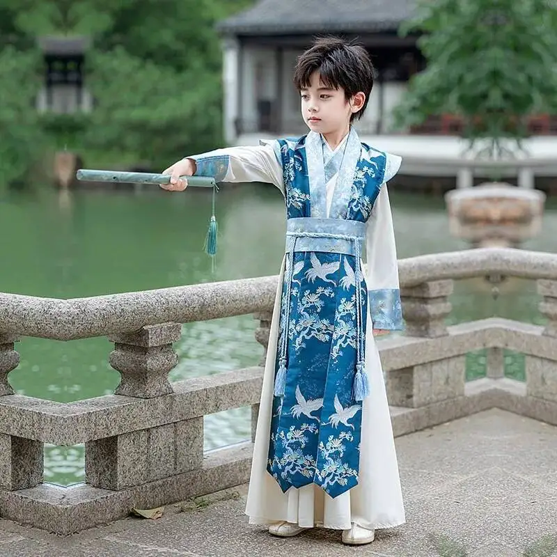 

Boy Chinese Hanfu Dress Cosplay Performance Costume Dance Wear Kung Fu Party Children Clothing Ethnic Style Kids Clothes Girls