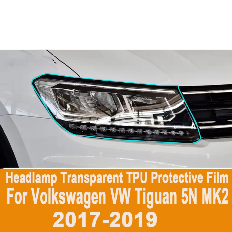 

2pcs Car Front Headlamp For Volkswagen VW Tiguan 5N MK2 17-19 Transparent Protective Film Exterior Headlight Strip Car Sticker