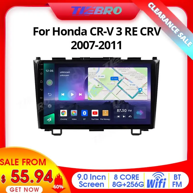 TIEBRO Clearance Sale 60% Discount A07 Carplay Car Radio For Honda CR-V 3 RE CRV 2007-2011 Android 10.0 Car Stereo Multimedia