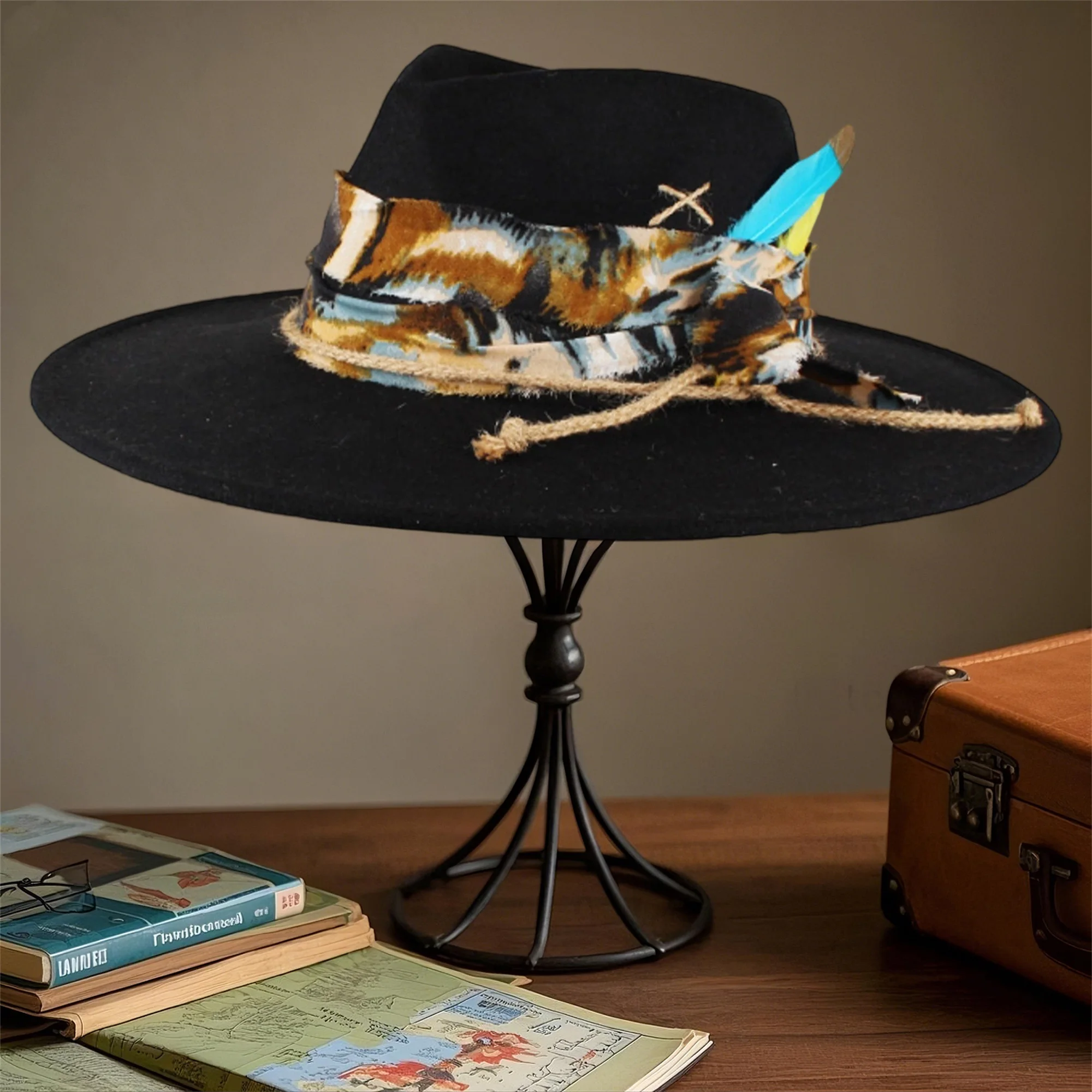 قبعات فيدورا صوف كلاسيكية للنساء والرجال قبعة تريلبي ذات حافة واسعة مع تفاصيل ريش عتيقة #5