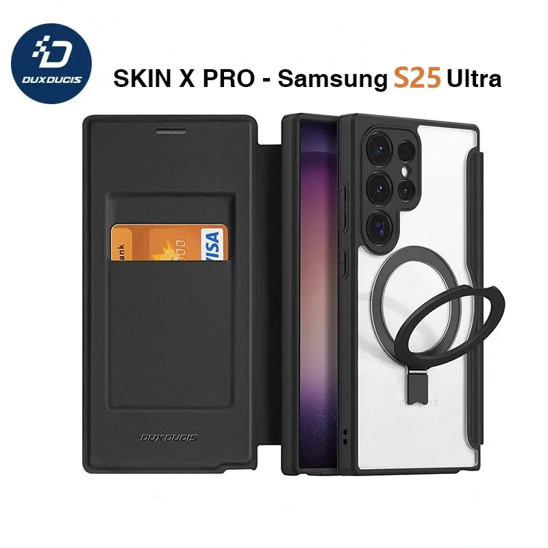 

Магнитный чехол для Samsung Galaxy S25 Ultra с регулируемой подставкой S25 Plus, ультра-прочный прозрачный чехол, совместимый с Magsafe