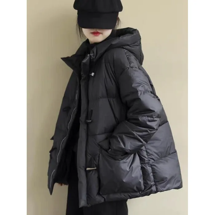 

Художественная свободная женская хлопковая куртка: теплая зимняя верхняя одежда больших размеров с капюшоном, комфортная, утолщенная, с длинными рукавами