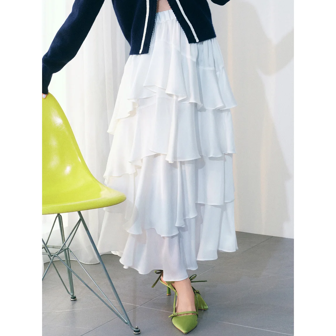 

Romantic Drifting! LB 26 Spring Pearl Sensation Texture Smooth Layered Lace Half Skirt High Waist Cake Skirt Polyester Fiber