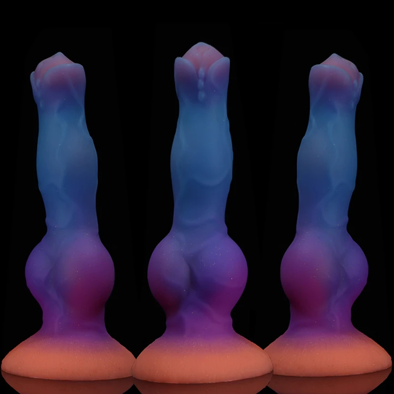 Glow Design 65mm Thick Big Knot Dog Anal Dildo With Suction Cup For Women Sexy Adult Sex Toys Animal Monster Dildo Soft Penis 18