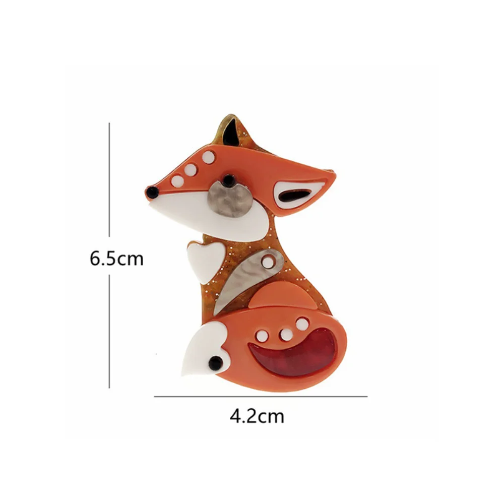 Artistic Animal Playful Double Fox Pin Acetic Acid Sheet Acrylic Brooch Banquet Formal Coat and Suit Decoration Accessories