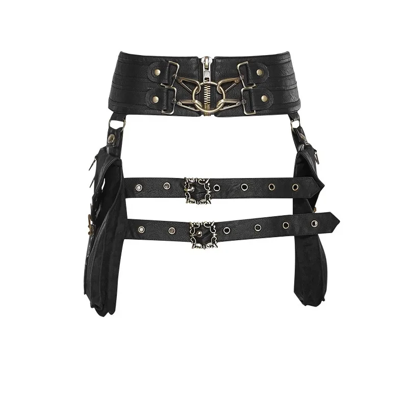 

bag women, steampunk PU leather women's bag, retro waist jewelry, fanny bag, rivet splicing, heavy industry design