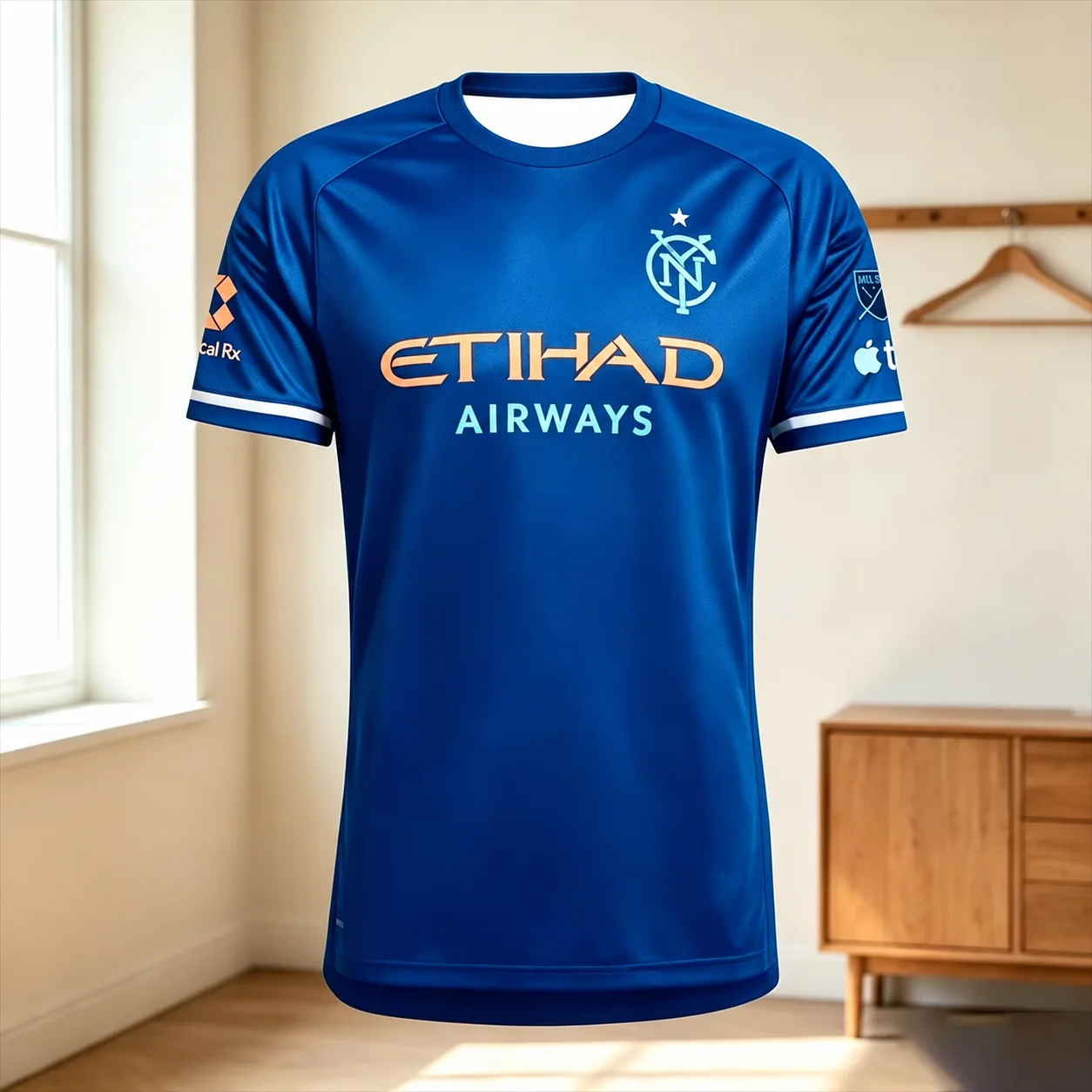 Herren NYCFC Schwarzes Auswärtstrikot mit Etihad Airways-Print, schnelltrocknend, kurzärmelig, Rundhalsausschnitt, Fußball-Fan-Trainings-Sport-T-Shirt – Detail 11