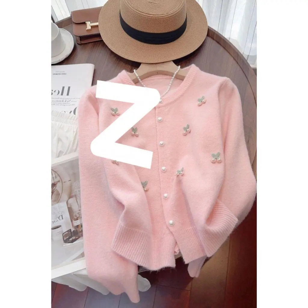 

Sweet Soft Knitted Cardigan Round Neck Spring Autumn Korean Style French Sweetness Versatile Youthful Sweater Jacket