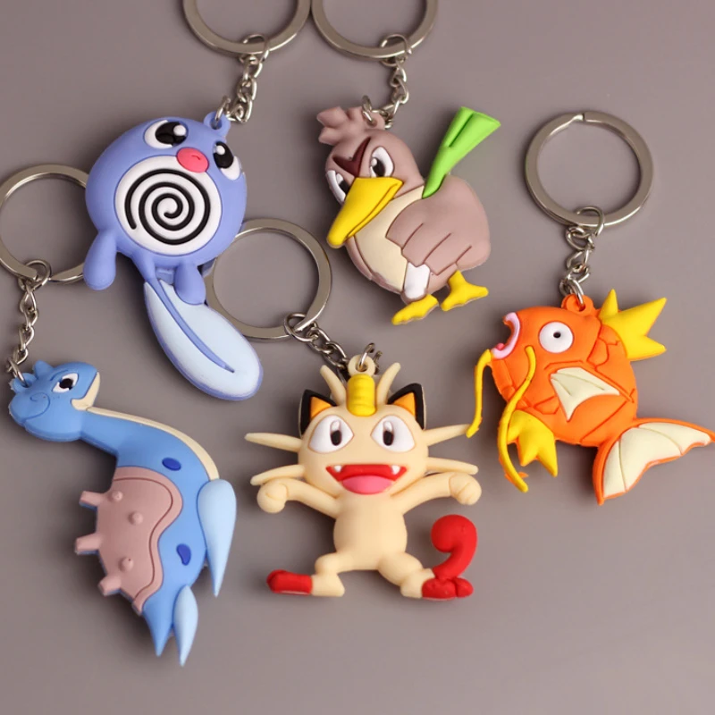 LLavero de silicona de aleación de Pokémon, Marowak, Abra, Gengar, Ponyta, Porygon, accesorios para bolso colgante, regalos de cumpleaños