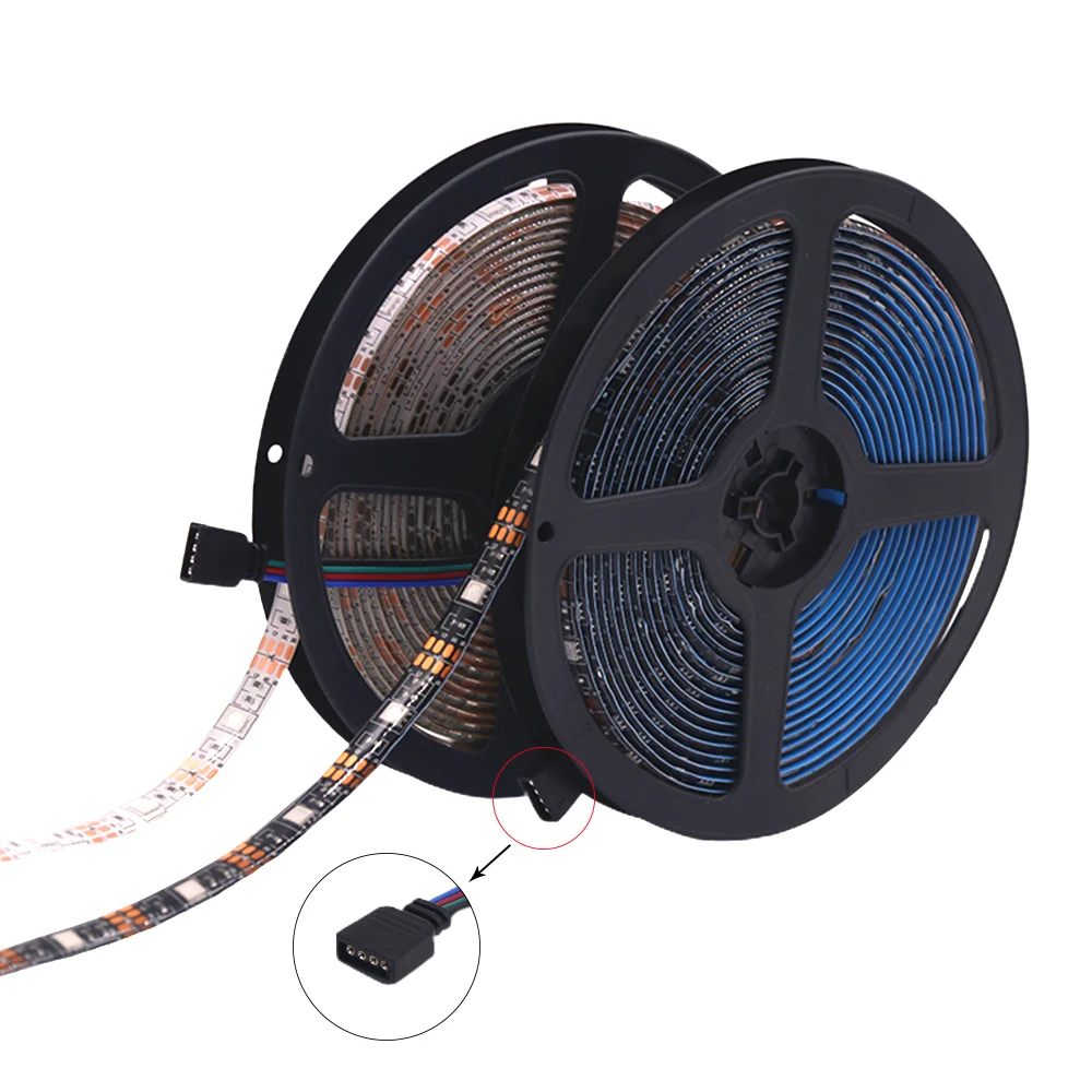 DC 5V 5050 RGB LED Strip Light Flexible LED Lamp Tape 5m 30Leds/m 60 leds/m With 4pin Plug TV Backlight White/ Black PCB