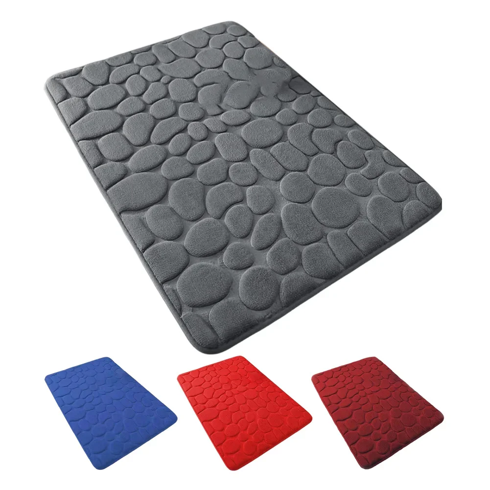 

1pc Stone Pattern Memory Foam Bath Mat Non-slip Bathroom Carpets In Wash Basin Bathtub Side Floor Rug Shower Room Doormat