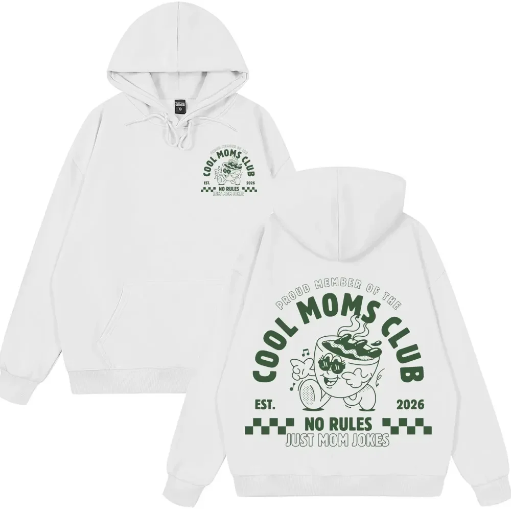 Mom Hoodie Unisex Cool Moms Club Funny Coffee Retro Cartoon Mama Gift Vintage Aesthetic Oversized Casual Sport Sweatshirts
