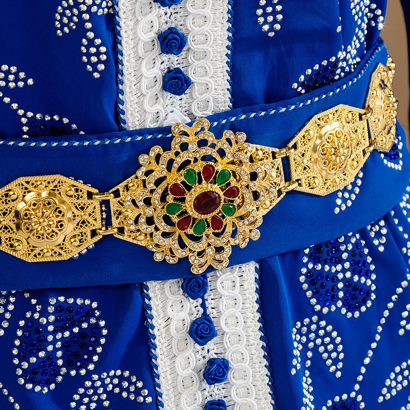 

Adjustable Length Metal Crystal Waist Chain Belt for Women Ethnic Moroccan Bijoux Arabian Caftan Jewelry