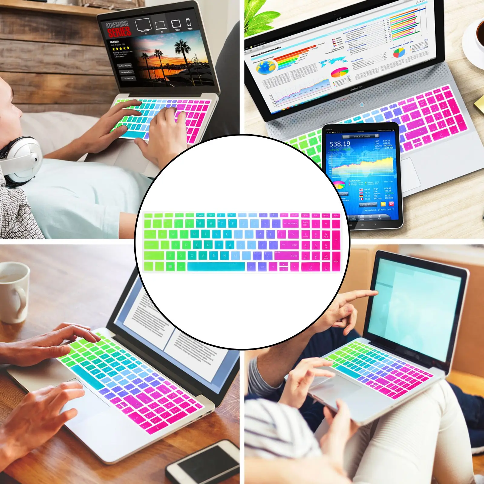 

Keyboard Protector Laptop Skin Silicone Cover Colorful Protective for 15-bf Film