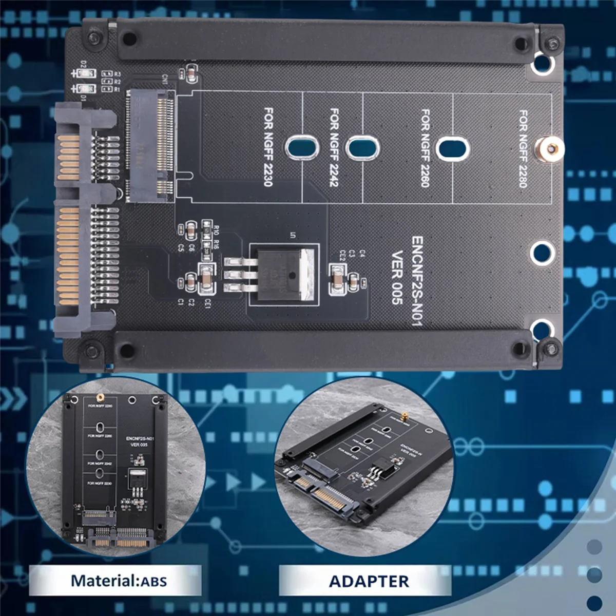 AAM-Black Case CY B+M Sockel 2 M.2 NGFF (SATA) SSD auf 2,5 SATA Adapter für 2230/2242/2260/2280 mm M2 SSD