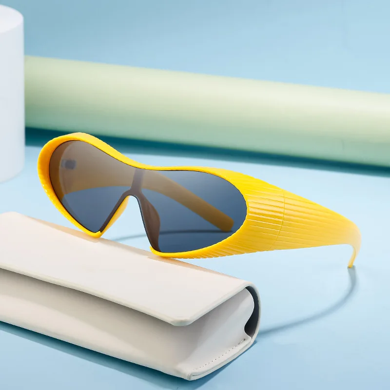 نظارات شمسية بإطار غير منتظم للرجال والنساء نظارات شمسية على شكل عين الدردشة نظارات رياضية لركوب الدراجات UV400 ظلال قطعة Y2K