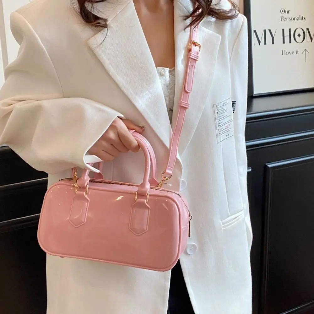 단색 젤리 호보 핸드백 캐주얼 방수 여름 크로스바디 백 PVC 오염 방지 크로스바디 사첼 화장품 수납