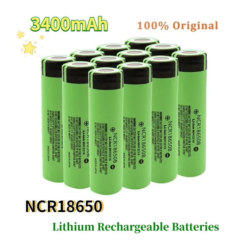 NCR18650 3400mAh 18650 Battery 3.7V 34B Ncr18650b Lithium Rechargeable Batteries for Toy Microphone Screwdriver Flashlight Cells