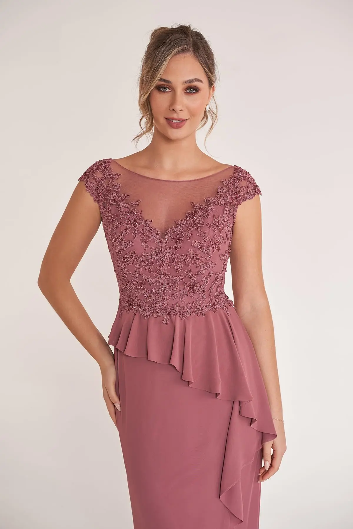 Robes mère de la mariée en dentelle et mousseline de soie, avec fente, style sirène, à volants, robe formelle pour invités de mariage