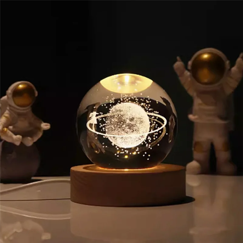 

AB09-Valentines Day Gift Galaxy Crystal Ball Lamp 3D Planet Moon Lamp Crystal Ball Lamp E