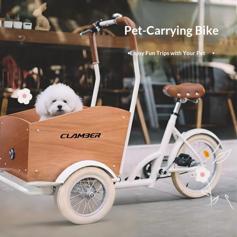 Portable Pet Tricycle, Dog Bike Carrier, Reverse Riding Bicycle, Outdoor Stroller for Small Dogs, Pet Transport Cart