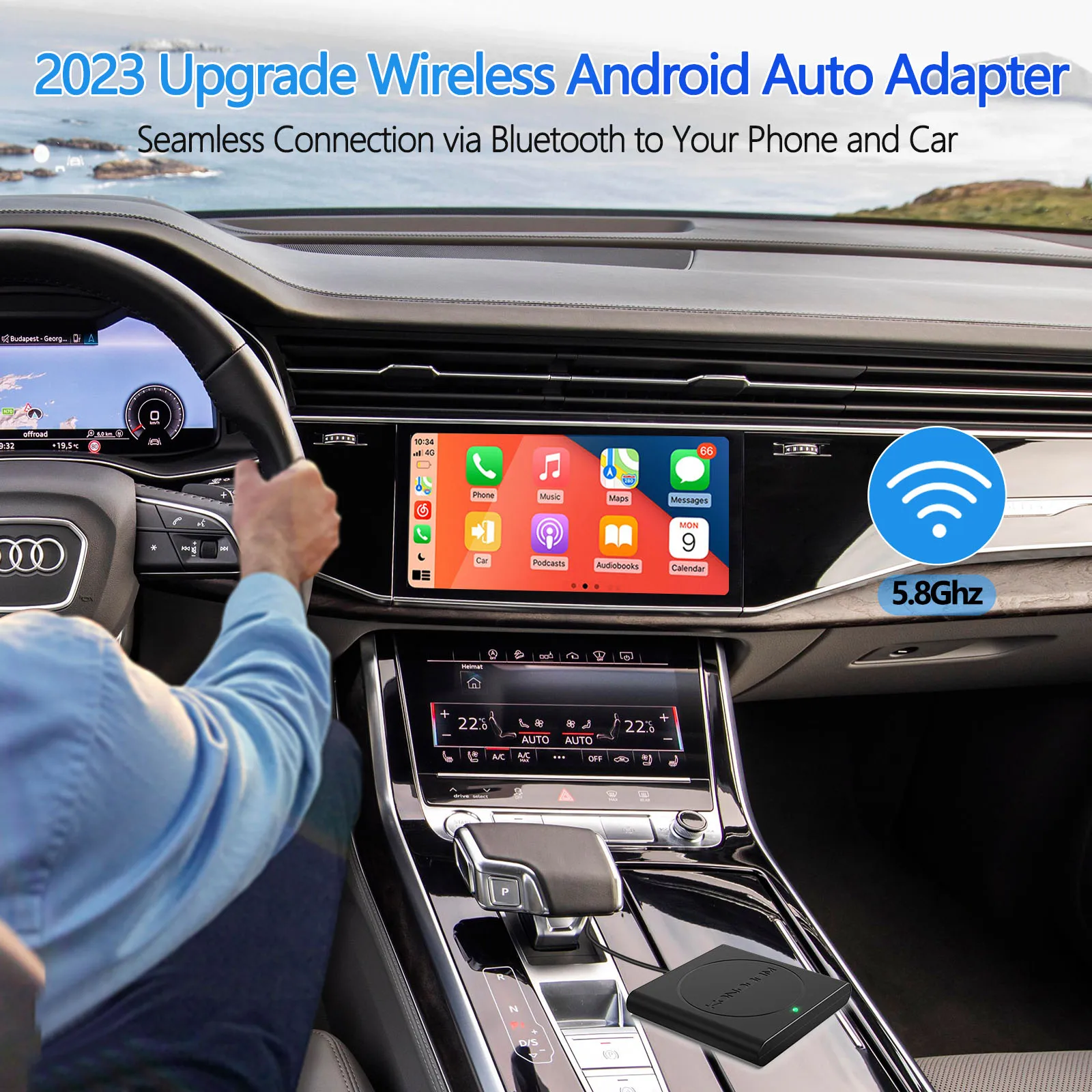 Wireless Android Auto Adapter for Factory Android Auto Dongle Converts Wired to Wireless Plug & Play ai Box Android 11 And Above