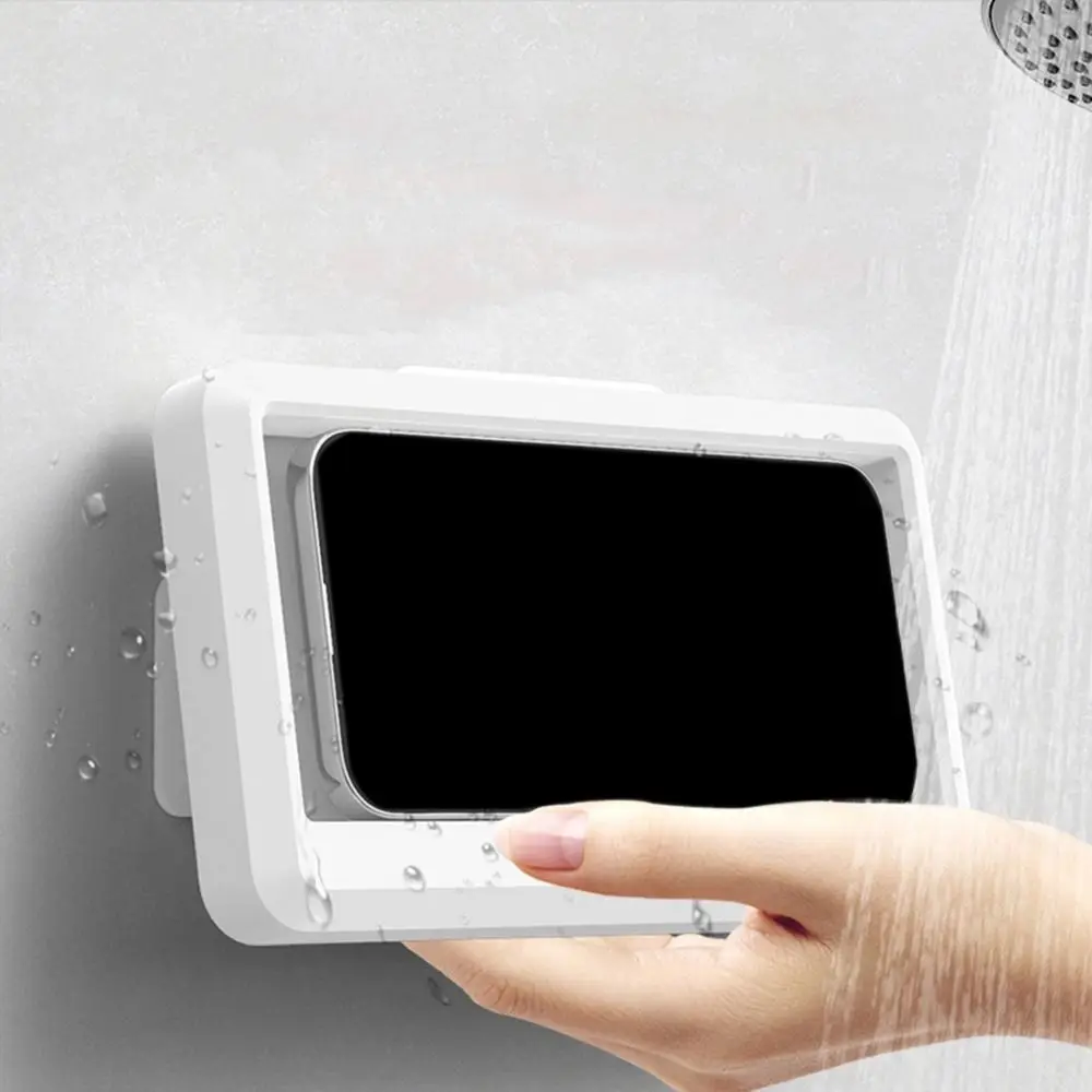 

360° Rotate Bathroom Mobile Phone Box Wall Mounted Waterproof Shower Phone Holder Anti-Fog Touch Screen Mobile Phone Holder
