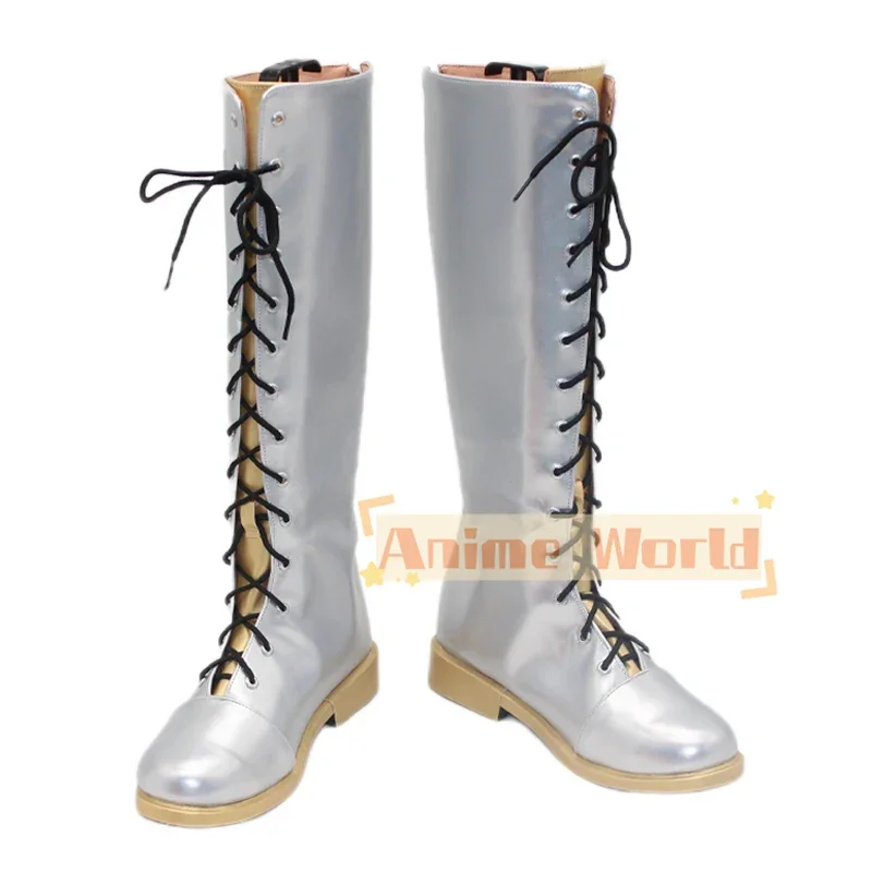 KPOP Demon Hunters Rumi Anime Cosplay zapatos botas KPOP Huntrix botín largo plateado Halloween carnaval accesorios de fiesta para mujeres y hombres