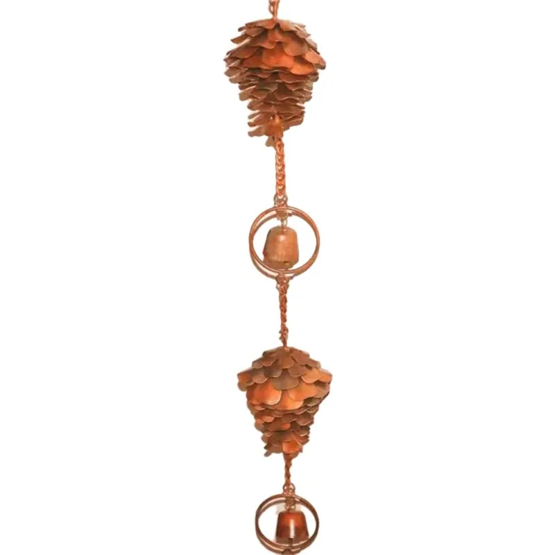 

Pine cone rain chain wind chimes metal sink downspout outdoor rain collector garden and terrace