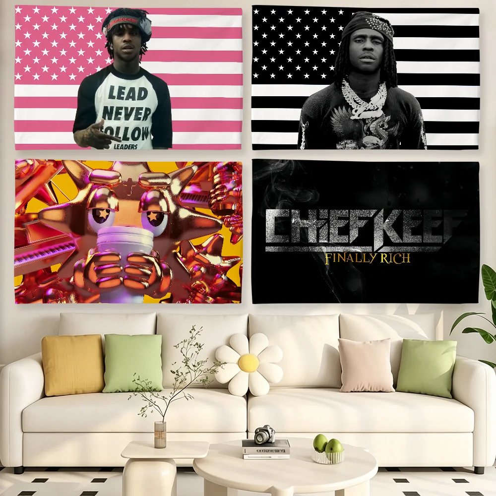 Rapper C-Chief Keef Musikflagge für Wohnzimmer, Zuhause, Wohnheim, Dekoration, Wand, Outdoor, Camping, Party, Banner, Geschenke
