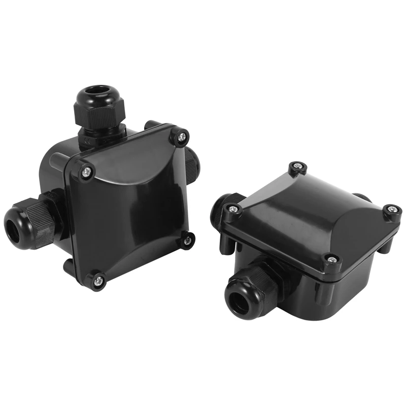 A96I-3-Way Junction Box, IP 68 Waterproof Connectors For Outdoor Lighting External Junction Box Pack Of 10 Black