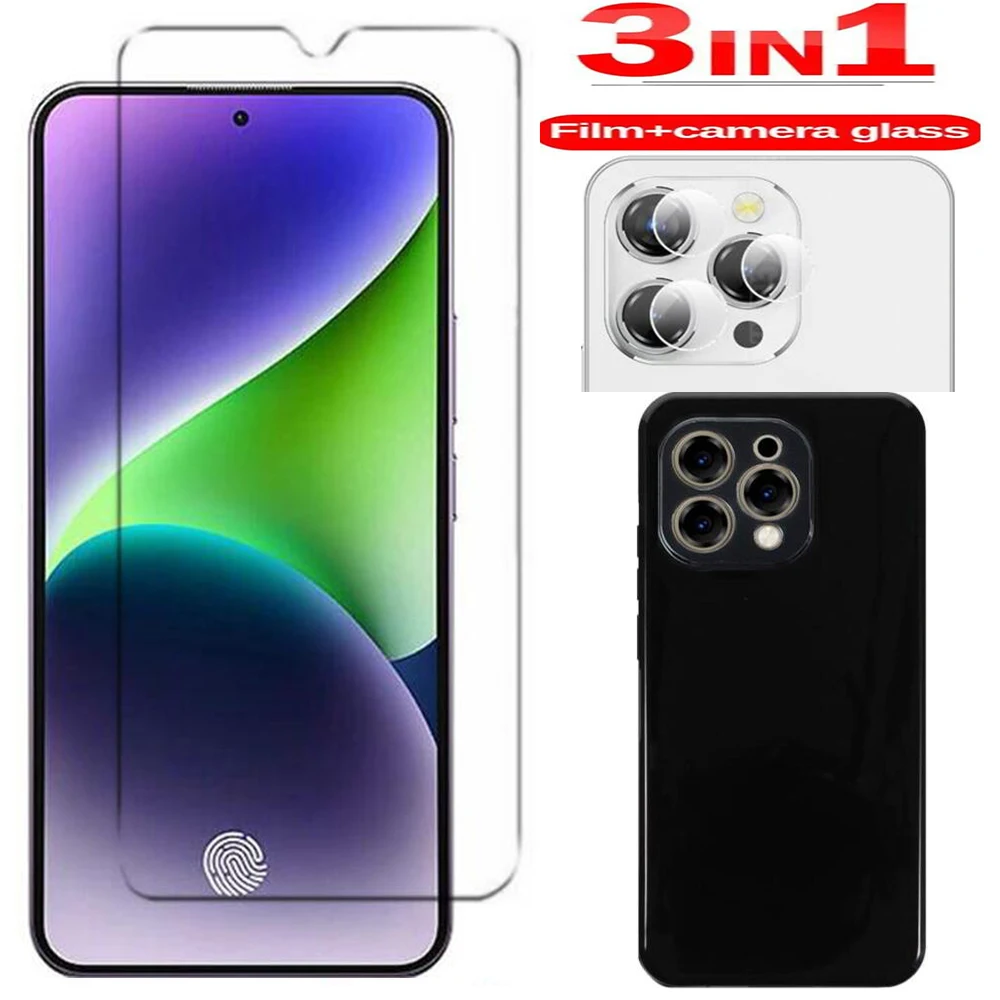 3 in 1 Case + Camera Tempered Glass On For Oukitel P1 Screen Protector Glass For Oukitel P12.5D Glass