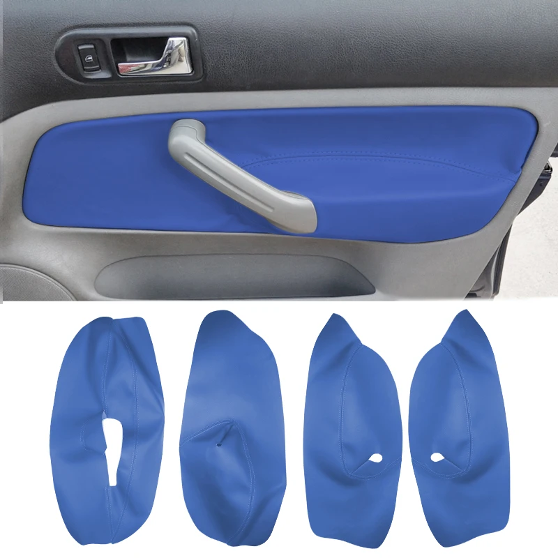 

4 Doors Soft Blue Leather Door Armrest Cover For VW Golf 4 MK4 Bora Jetta 1999 - 2005 Car Door Armrest Panel Skin Cover Trim