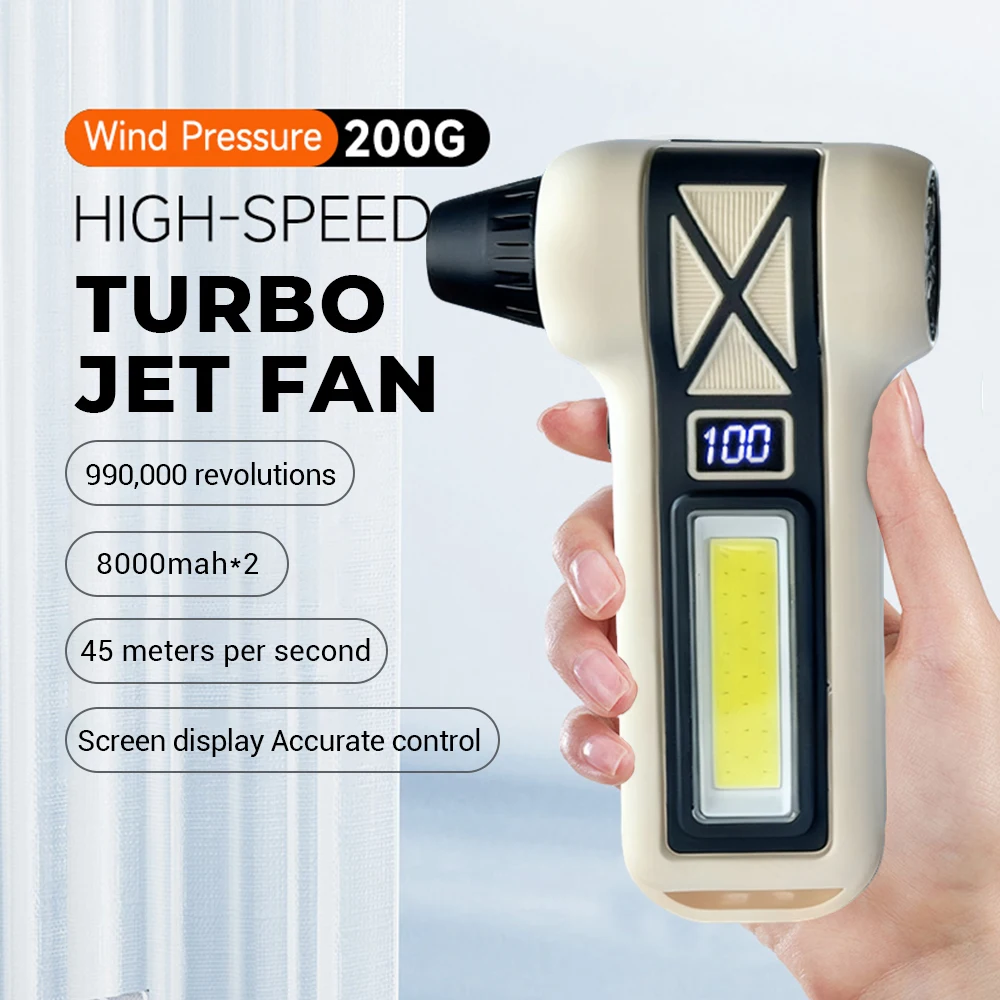 990000 دورة في الدقيقة يده مروحة توربو صغيرة منفاخ هواء كهربائي قوي كبير الرياح مجفف الشعر عالية السرعة توربو قابلة للشحن منفاخ